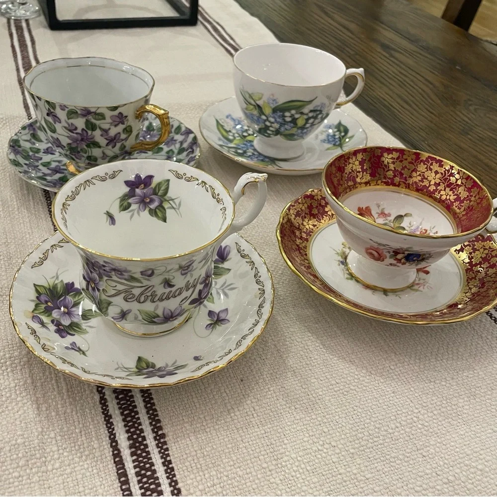 Queen Anne Bone china Ridgway potteries blue forget me not lily of valley